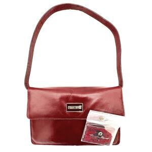 Vintage Etienne Aigner Leather Shoulder Bag in Oxblood Brown w/ Original Mirror
